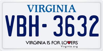VA license plate VBH3632