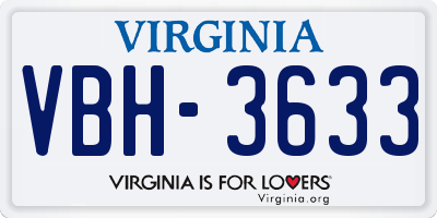VA license plate VBH3633