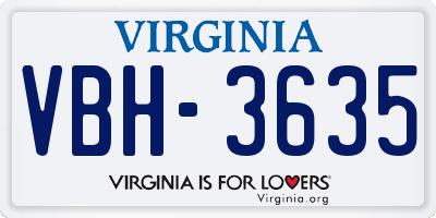 VA license plate VBH3635