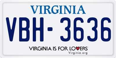 VA license plate VBH3636