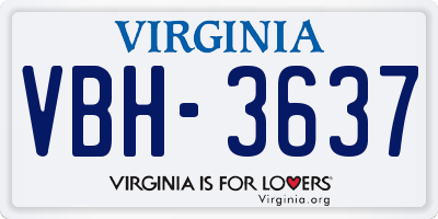 VA license plate VBH3637