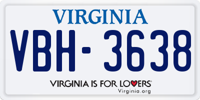 VA license plate VBH3638