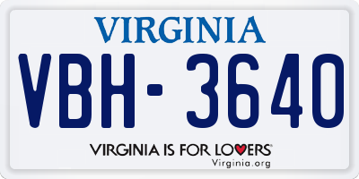 VA license plate VBH3640