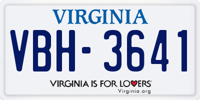 VA license plate VBH3641