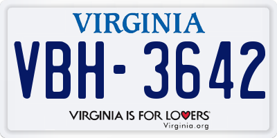 VA license plate VBH3642