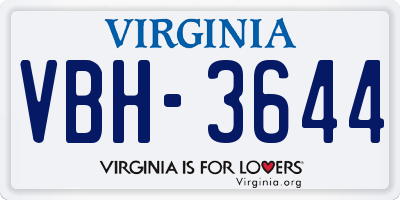 VA license plate VBH3644