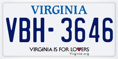 VA license plate VBH3646