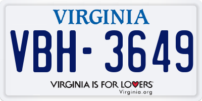 VA license plate VBH3649