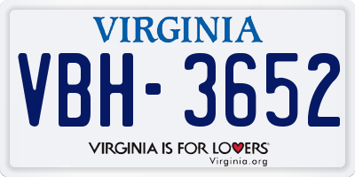 VA license plate VBH3652