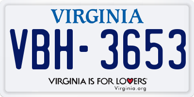 VA license plate VBH3653