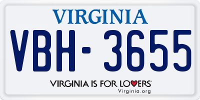 VA license plate VBH3655