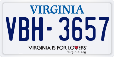 VA license plate VBH3657