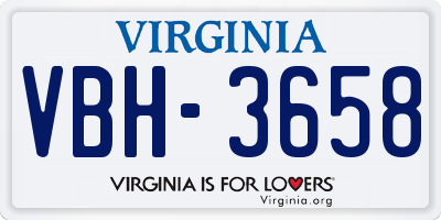 VA license plate VBH3658