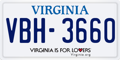 VA license plate VBH3660