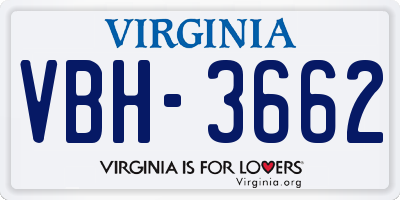 VA license plate VBH3662
