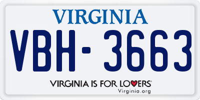 VA license plate VBH3663