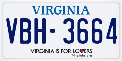 VA license plate VBH3664