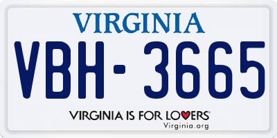 VA license plate VBH3665