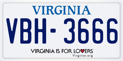 VA license plate VBH3666