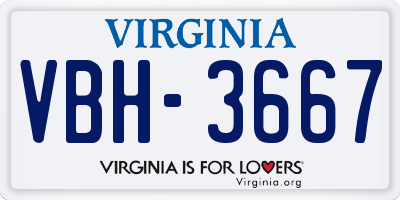 VA license plate VBH3667