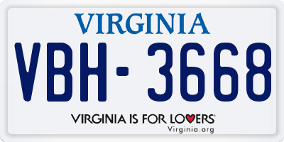 VA license plate VBH3668