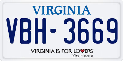 VA license plate VBH3669