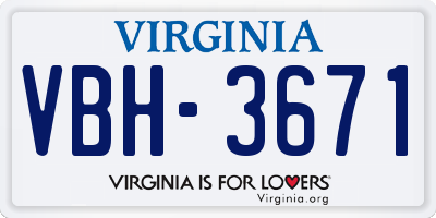 VA license plate VBH3671