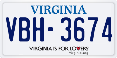 VA license plate VBH3674