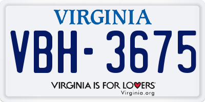 VA license plate VBH3675