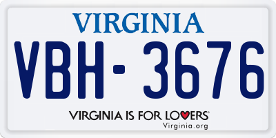 VA license plate VBH3676