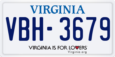 VA license plate VBH3679