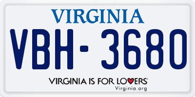 VA license plate VBH3680