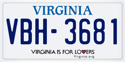 VA license plate VBH3681