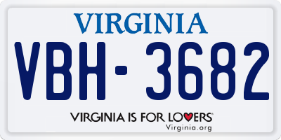 VA license plate VBH3682