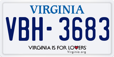 VA license plate VBH3683