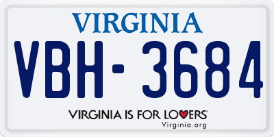 VA license plate VBH3684