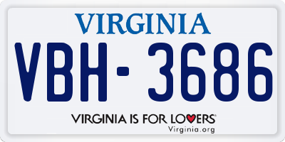VA license plate VBH3686