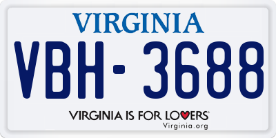 VA license plate VBH3688