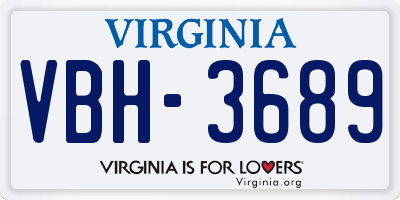 VA license plate VBH3689