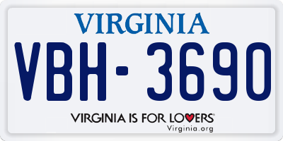 VA license plate VBH3690
