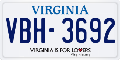 VA license plate VBH3692