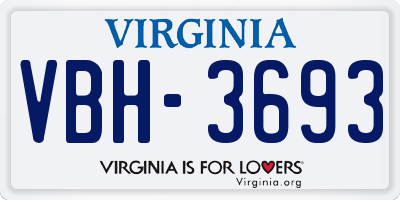 VA license plate VBH3693