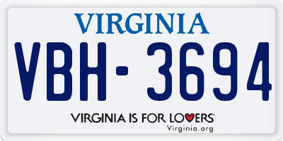 VA license plate VBH3694