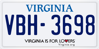 VA license plate VBH3698