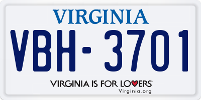 VA license plate VBH3701