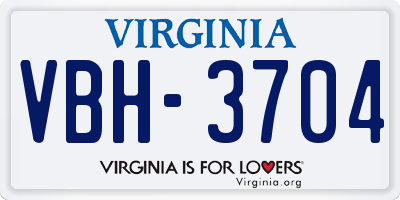 VA license plate VBH3704