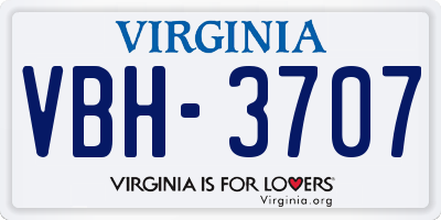 VA license plate VBH3707