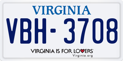 VA license plate VBH3708