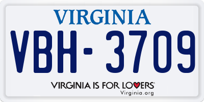 VA license plate VBH3709