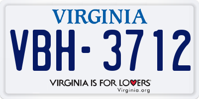 VA license plate VBH3712